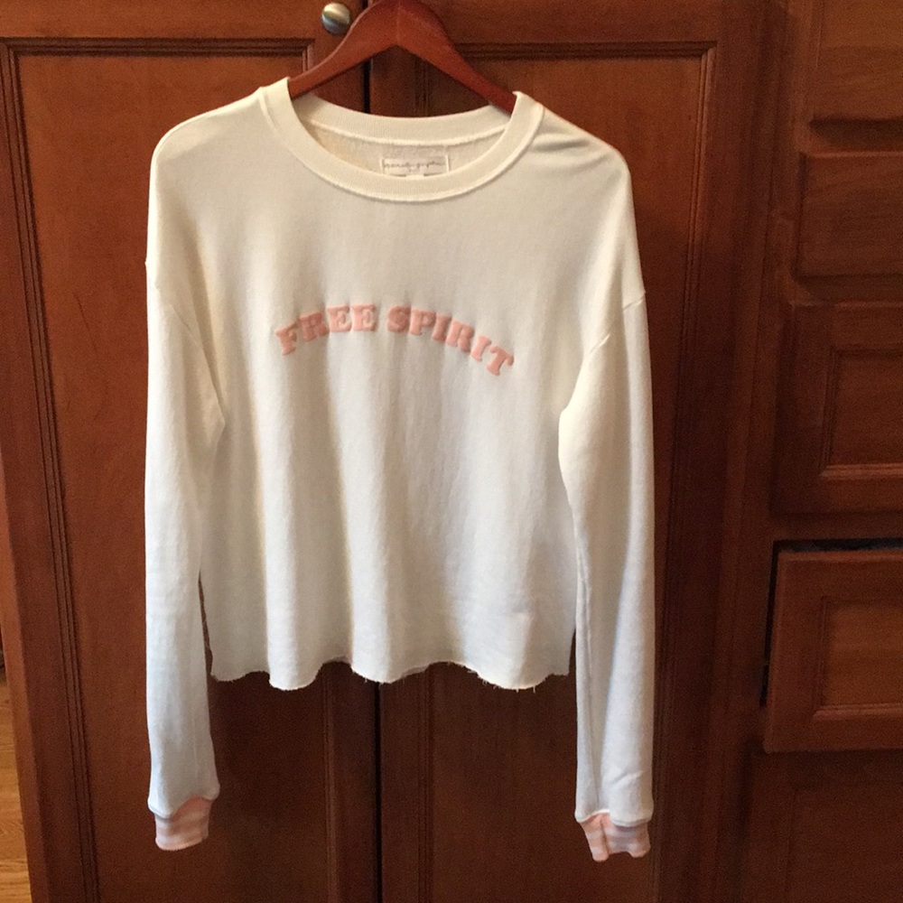 Spiritual gangster white long crop sweat shirt